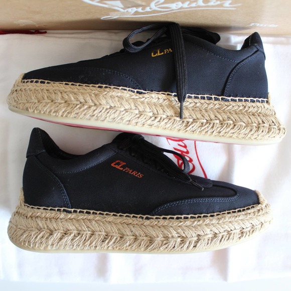 Christian Louboutin Espasneak Navy Canvas Low-Top Espadrille Sneakers - Picture 8 of 16